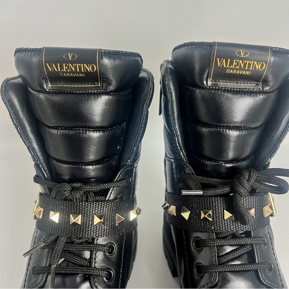💯 AUTHENTIC VALENTINO GARAVANI CALFSKIN NYLON ROCKSTUD QUILTED WATERPROOF BOOTS - Picture 8 of 14